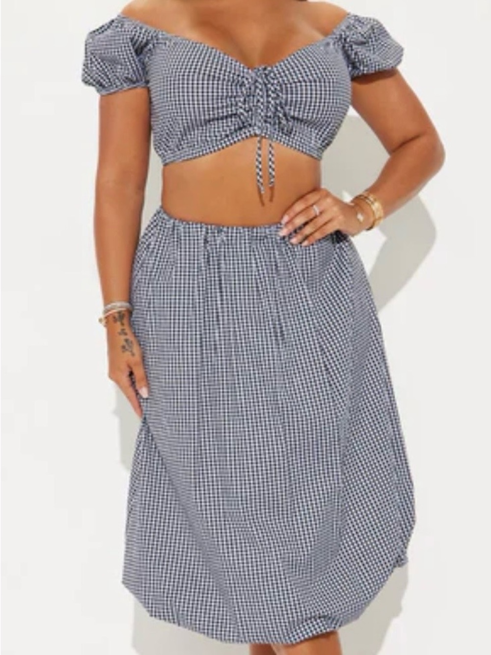 Fashion Nova Black and White Gingham Maxi Two-Piece Dress size XS